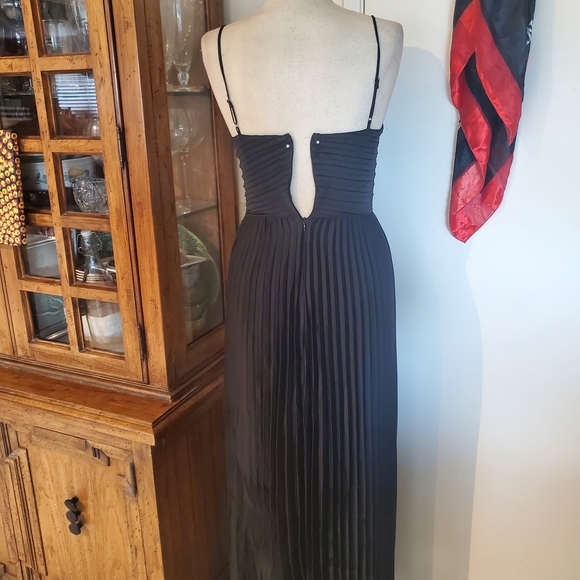 Petal & Pup Elegant Pleated Black Maxi Dress - Picture 10 of 10